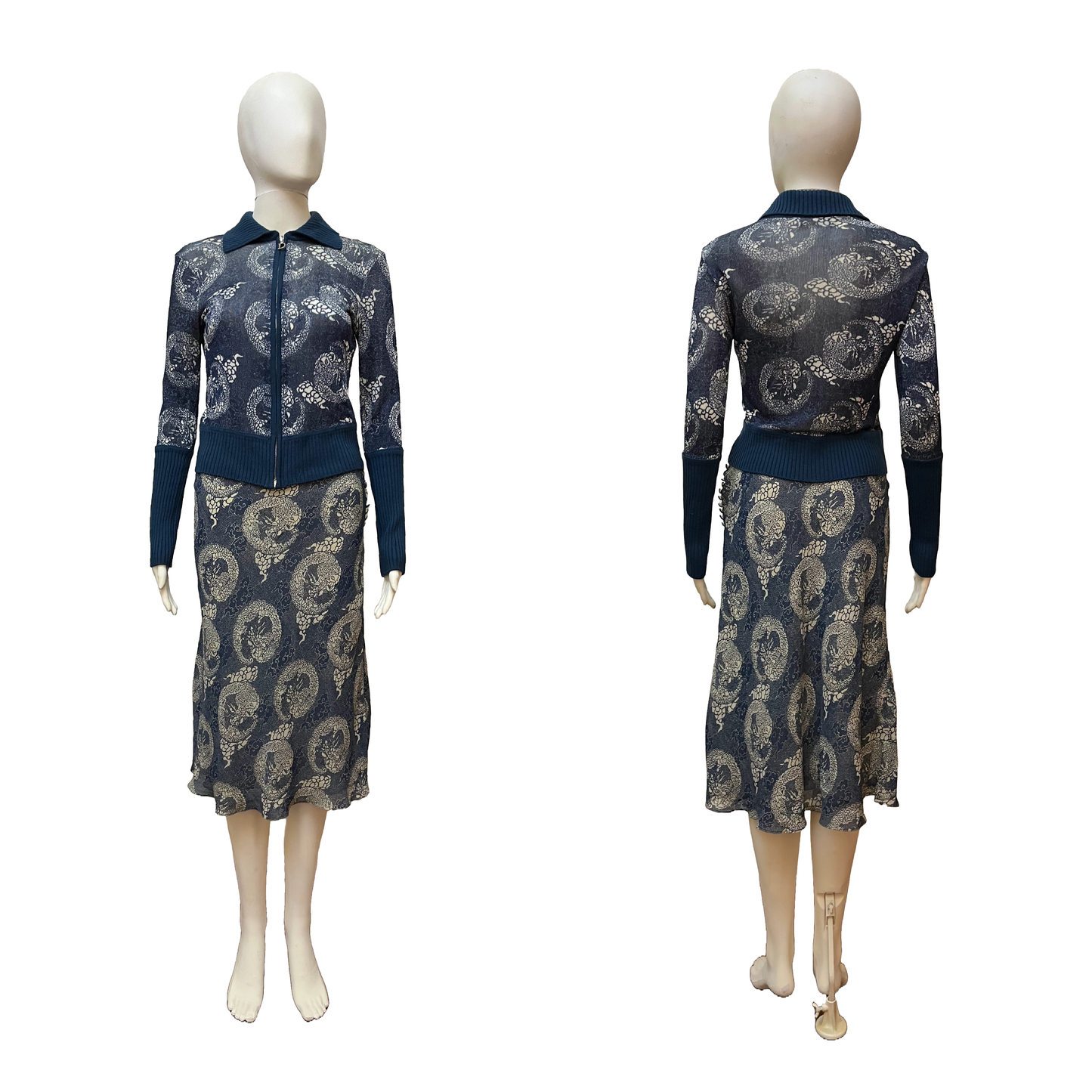 Christian Dior by John Galliano AW 2001 Dragon printed Cardigan & Skirt SET