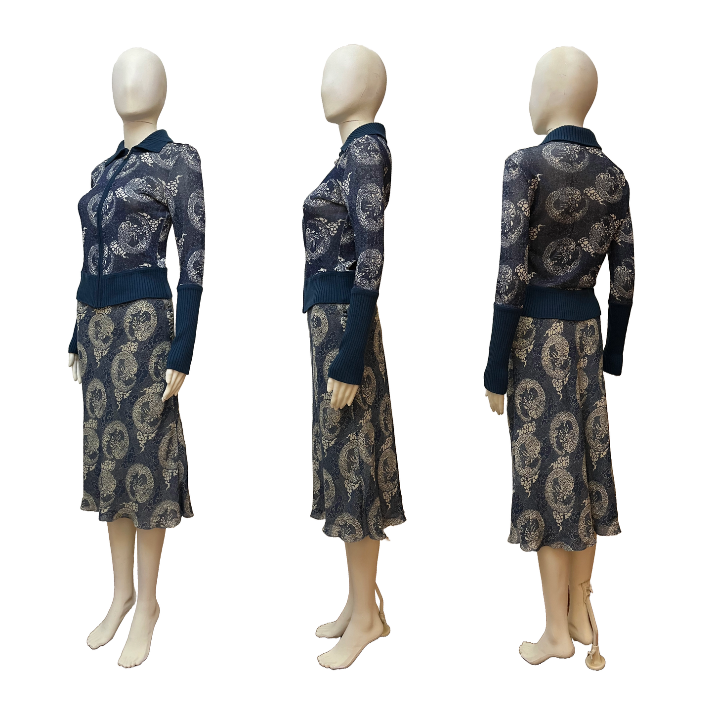 Christian Dior by John Galliano AW 2001 Dragon printed Cardigan & Skirt SET