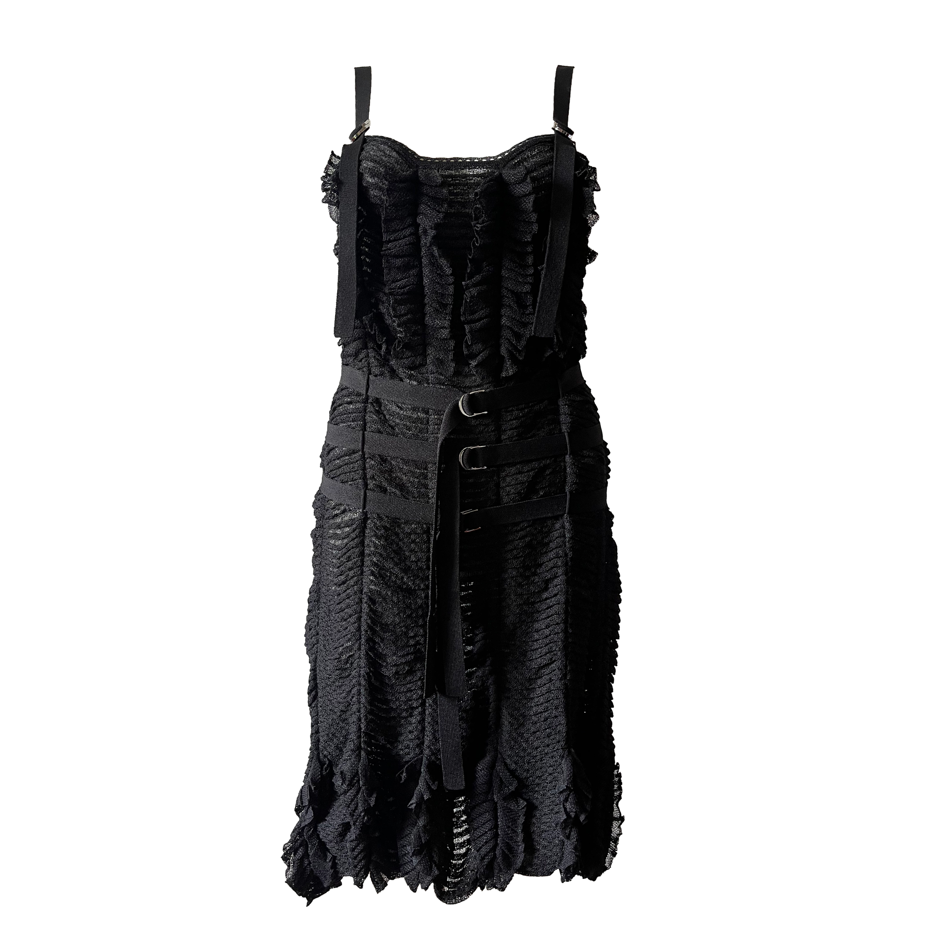 Christian Dior by John Galliano SS 2003 Bondage Knit Black Dress 