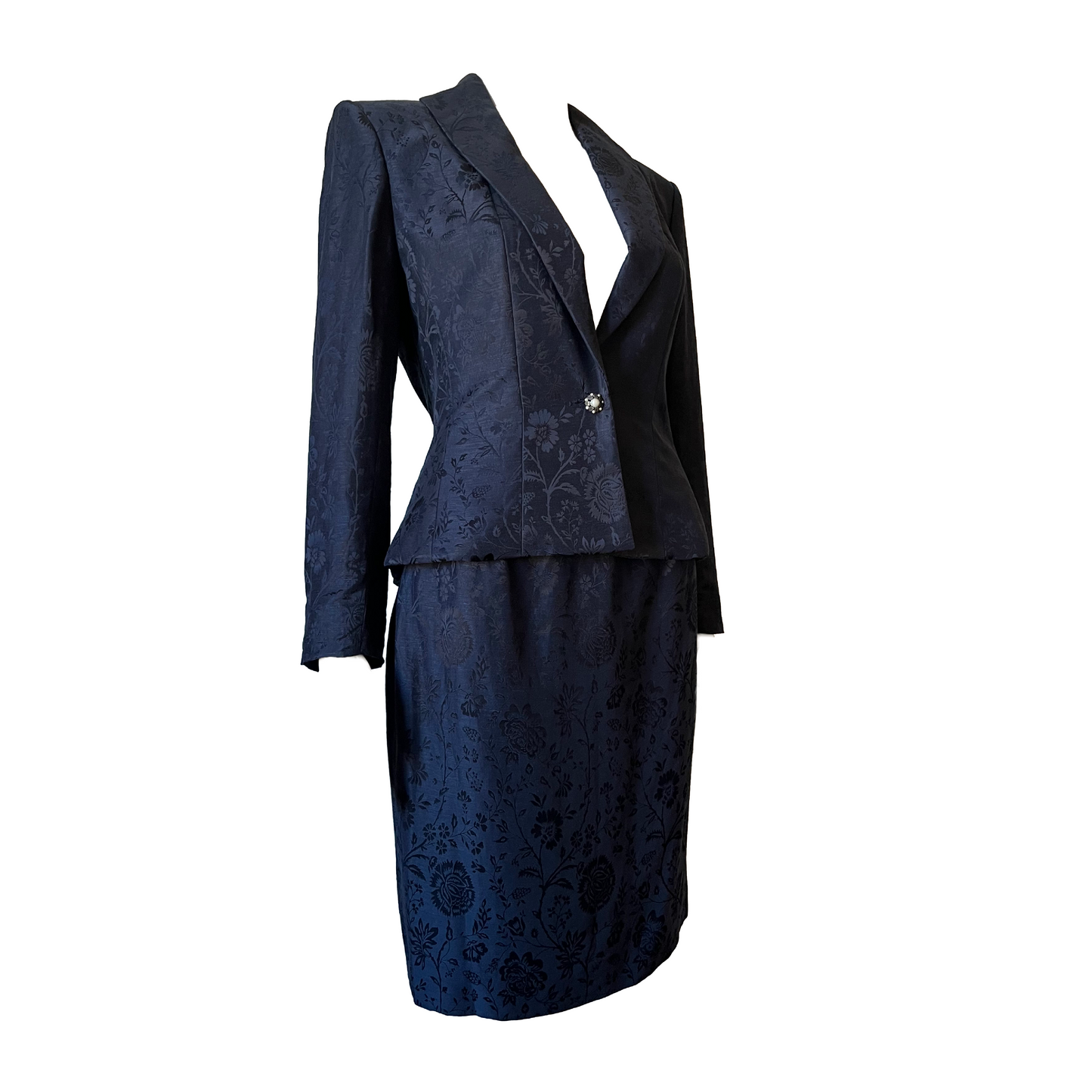 Christian Dior by John Galliano SS 1998 Navy Floral Brocade Suit