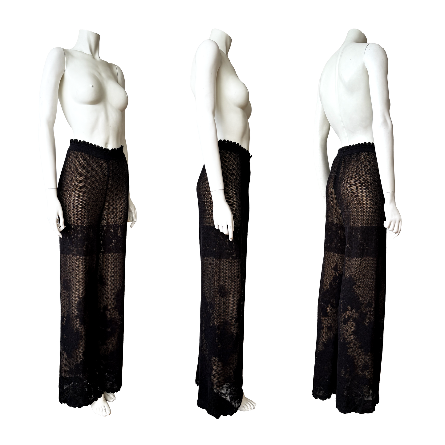 John Galliano SS 1997 Sheer Lace Knit High Waist Pants