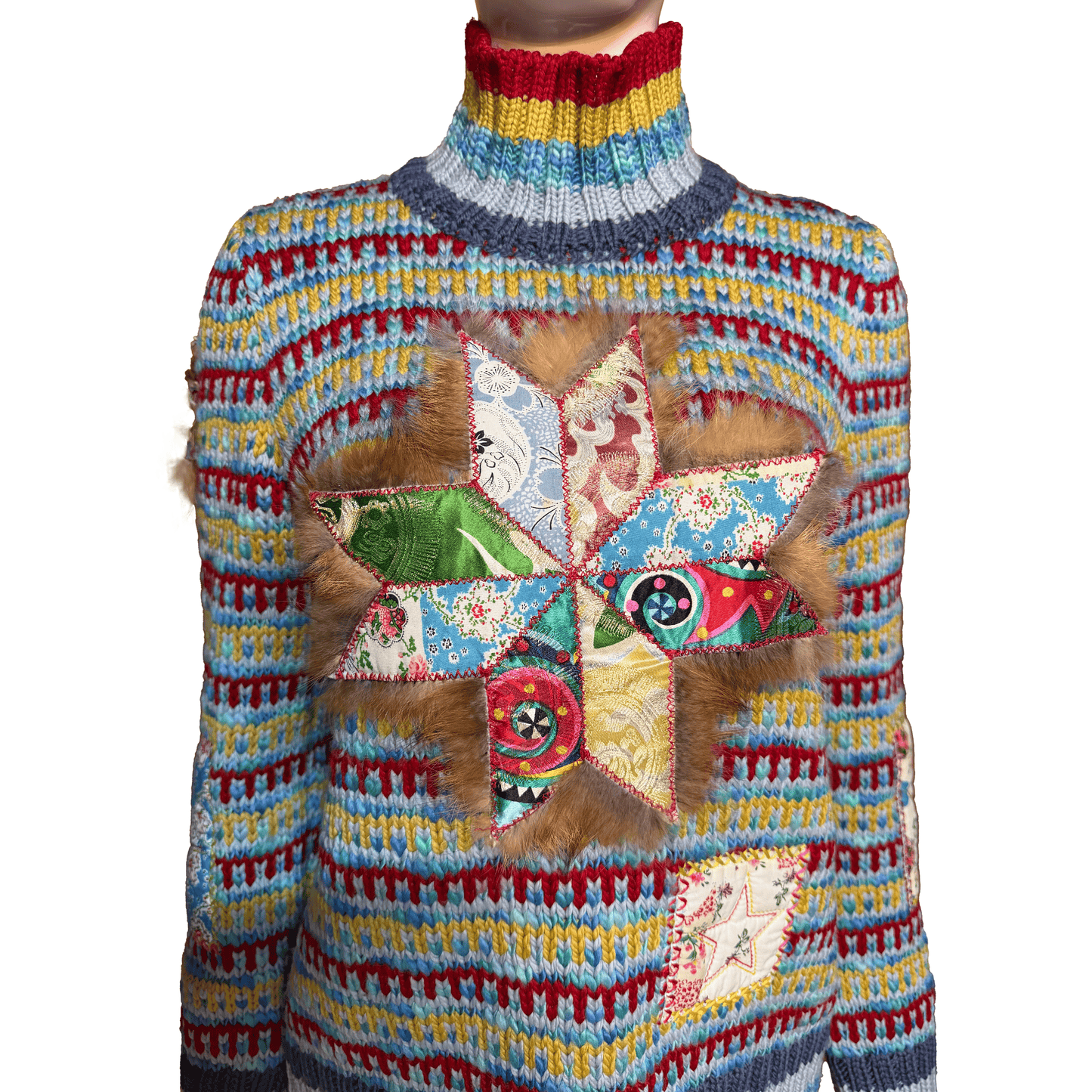 John Galliano AW 2002 Multicolor Patchwork Knit Sweater