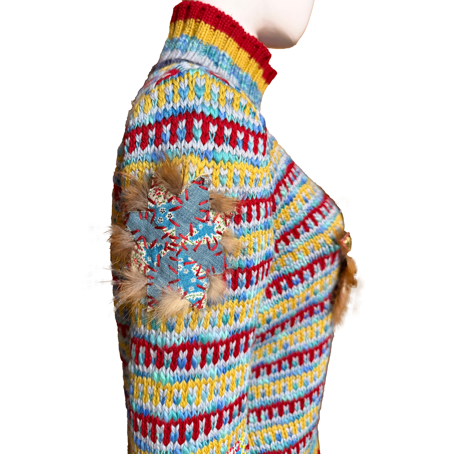 John Galliano AW 2002 Multicolor Patchwork Knit Sweater