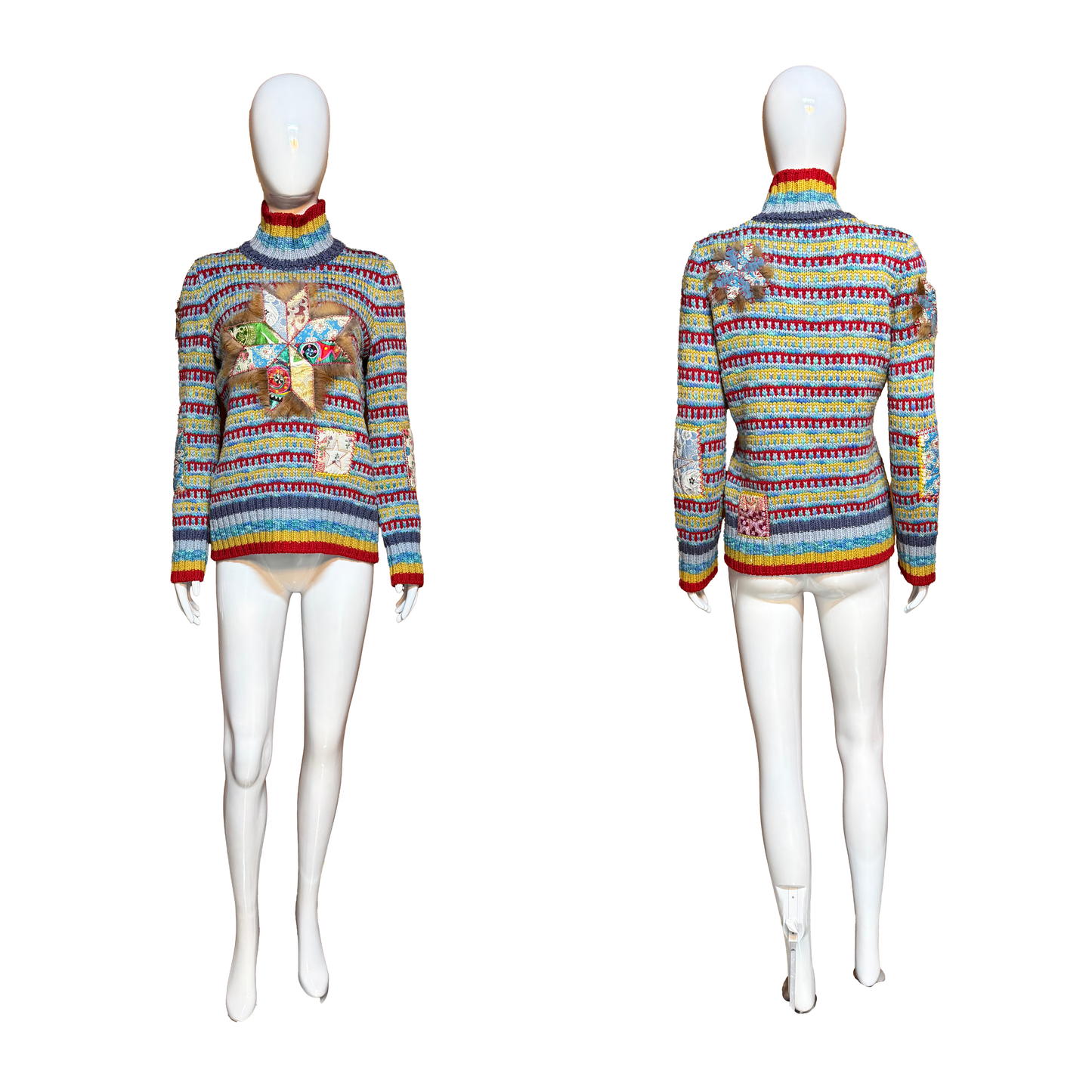 John Galliano AW 2002 Multicolor Patchwork Knit Sweater