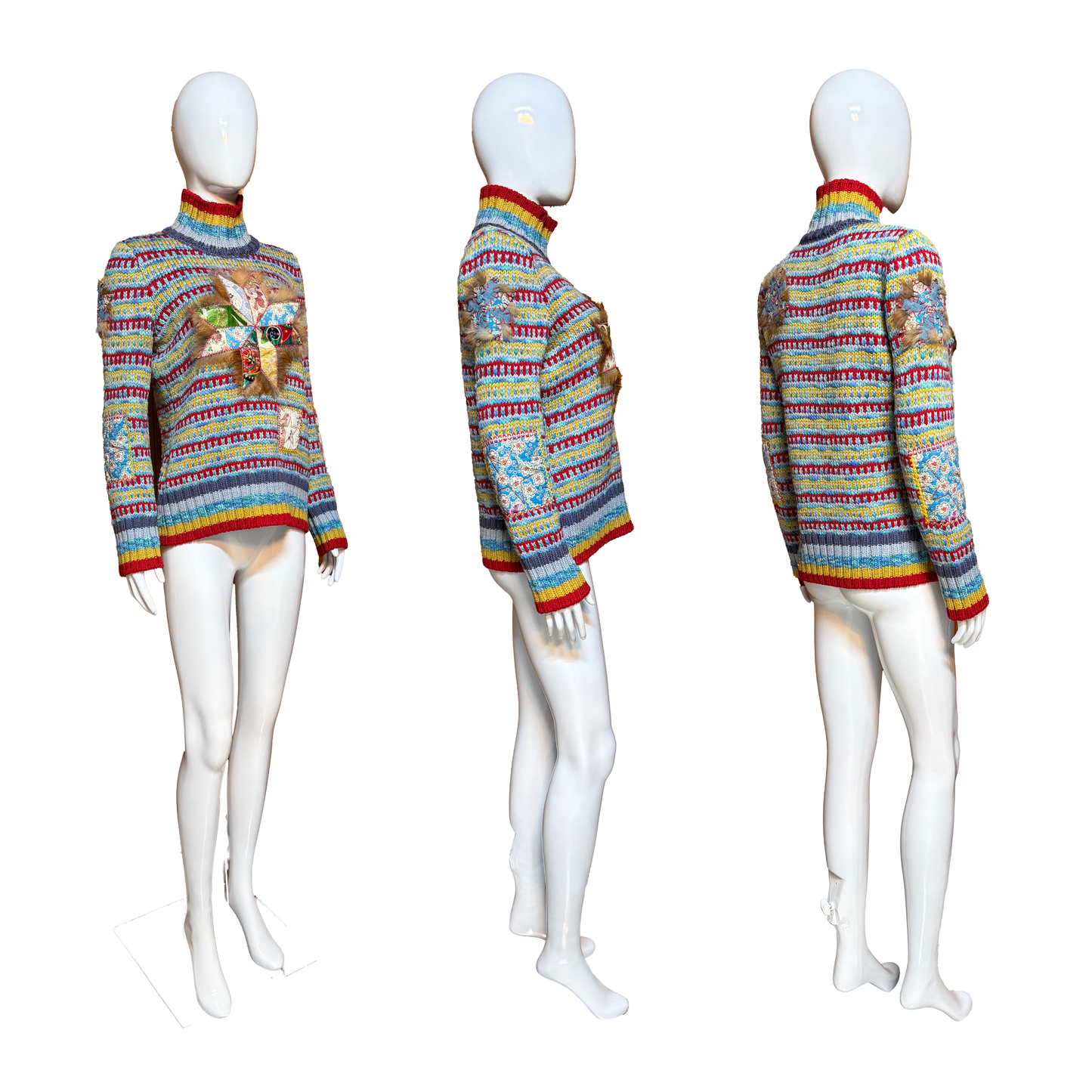 John Galliano AW 2002 Multicolor Patchwork Knit Sweater