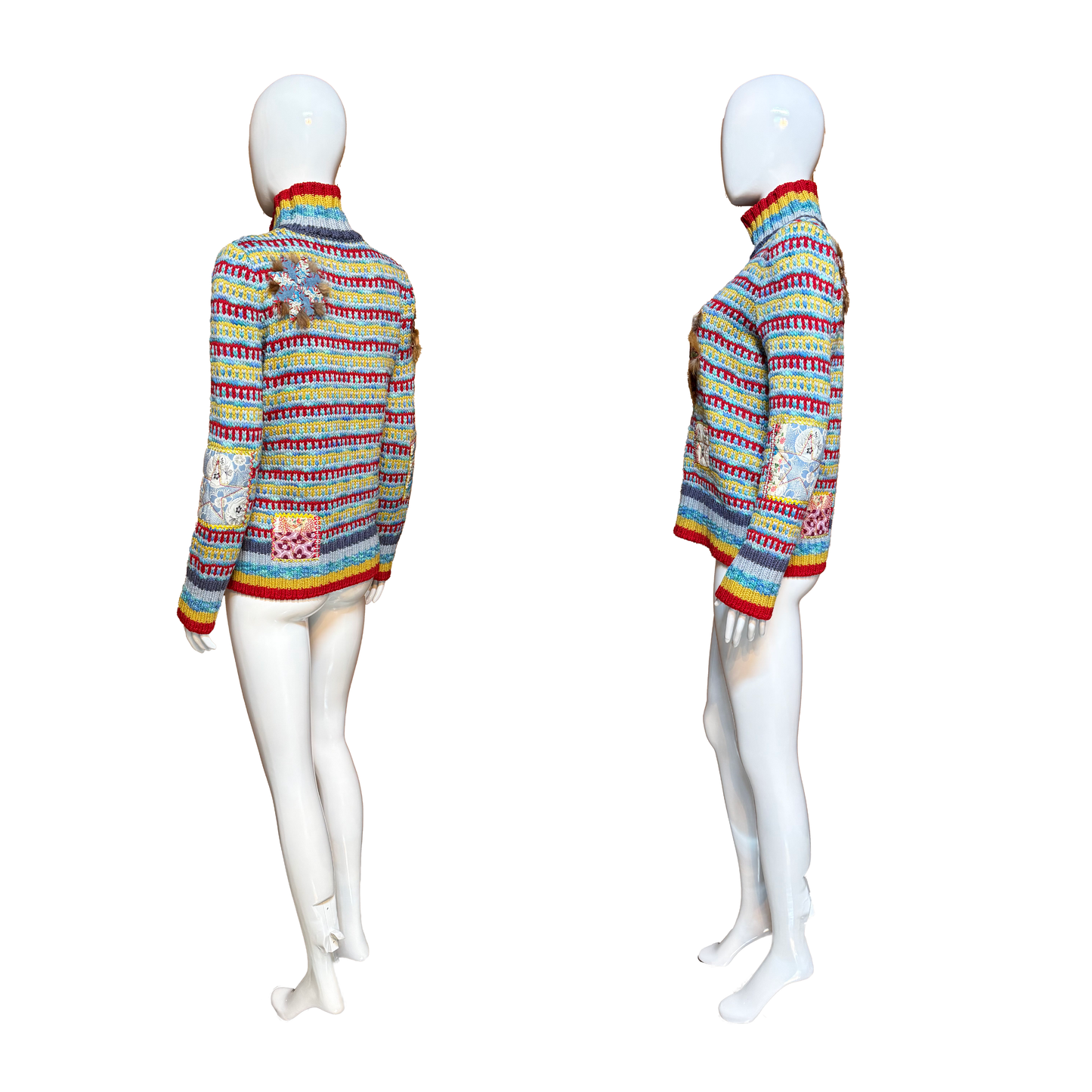 John Galliano AW 2002 Multicolor Patchwork Knit Sweater