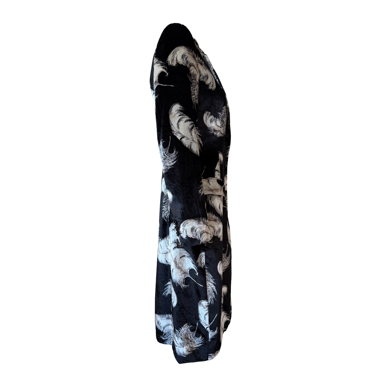 Dolce & Gabbana AW 1997 Runway Feather Printed Velvet Coat