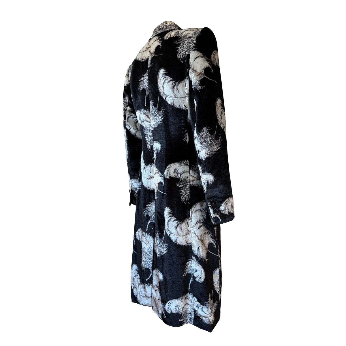 Dolce & Gabbana AW 1997 Runway Feather Printed Velvet Coat