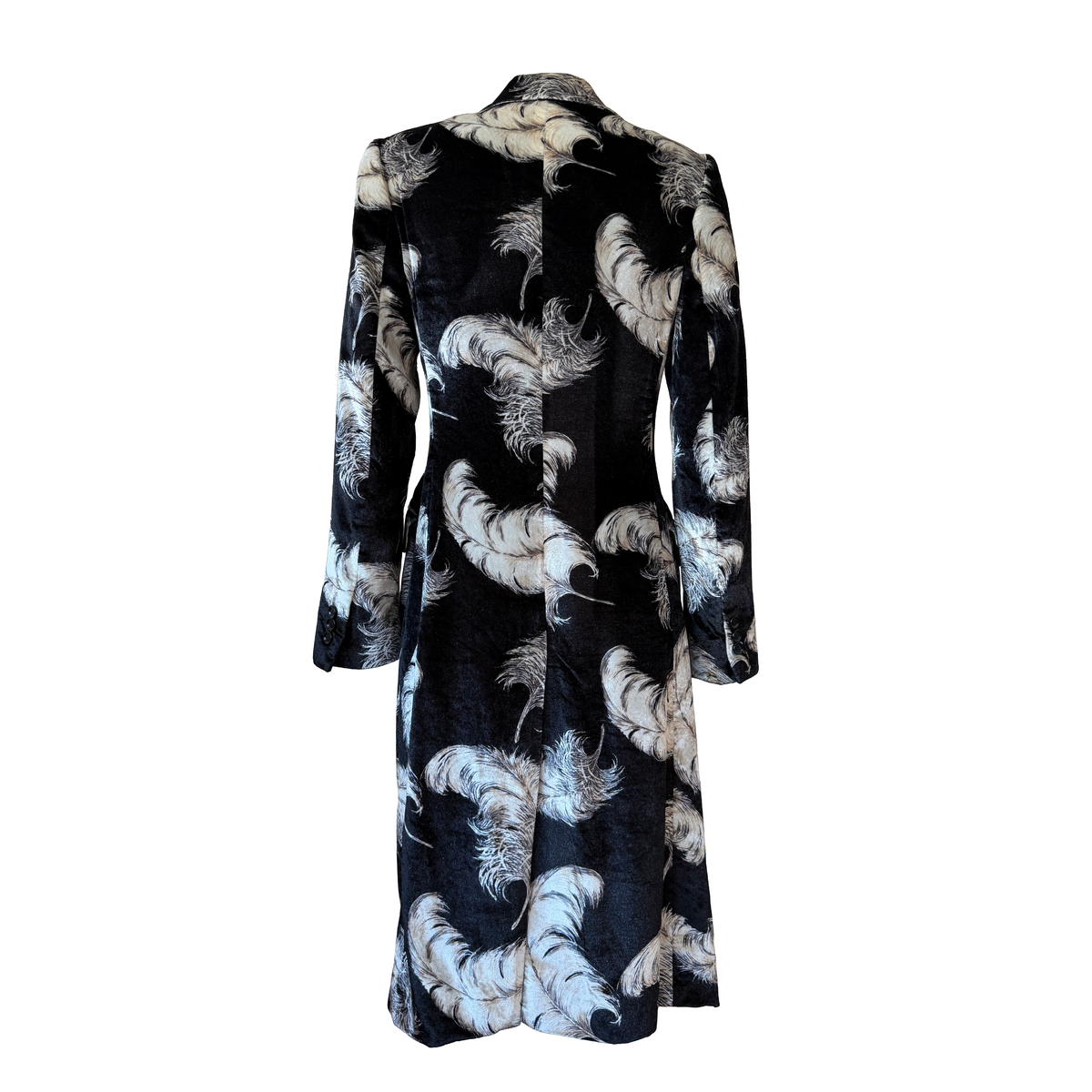 Dolce & Gabbana AW 1997 Runway Feather Printed Velvet Coat