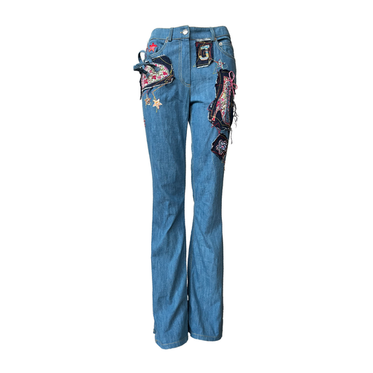 John Galliano SS 2002 Patchwork Embroidered Jeans