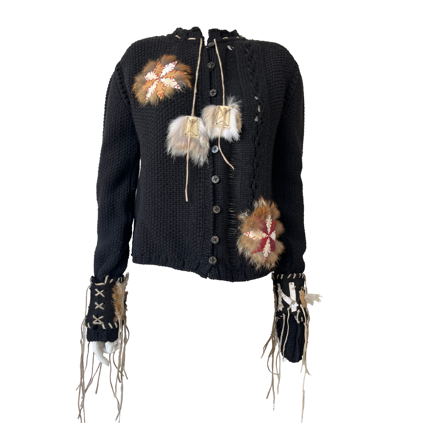 John Galliano AW 2002 Wool Knit with Suede & Leather Appliqué