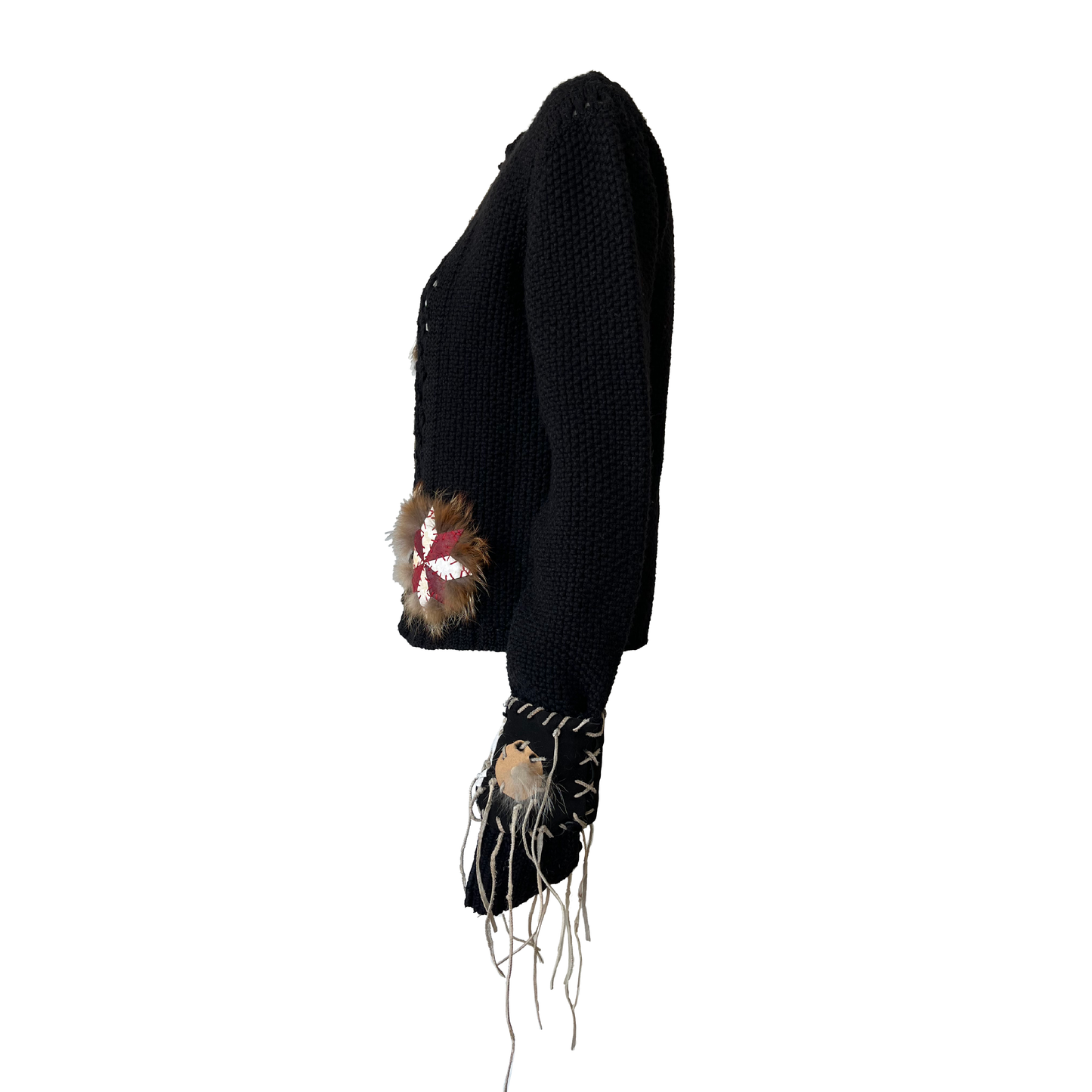 John Galliano AW 2002 Wool Knit with Suede & Leather Appliqué