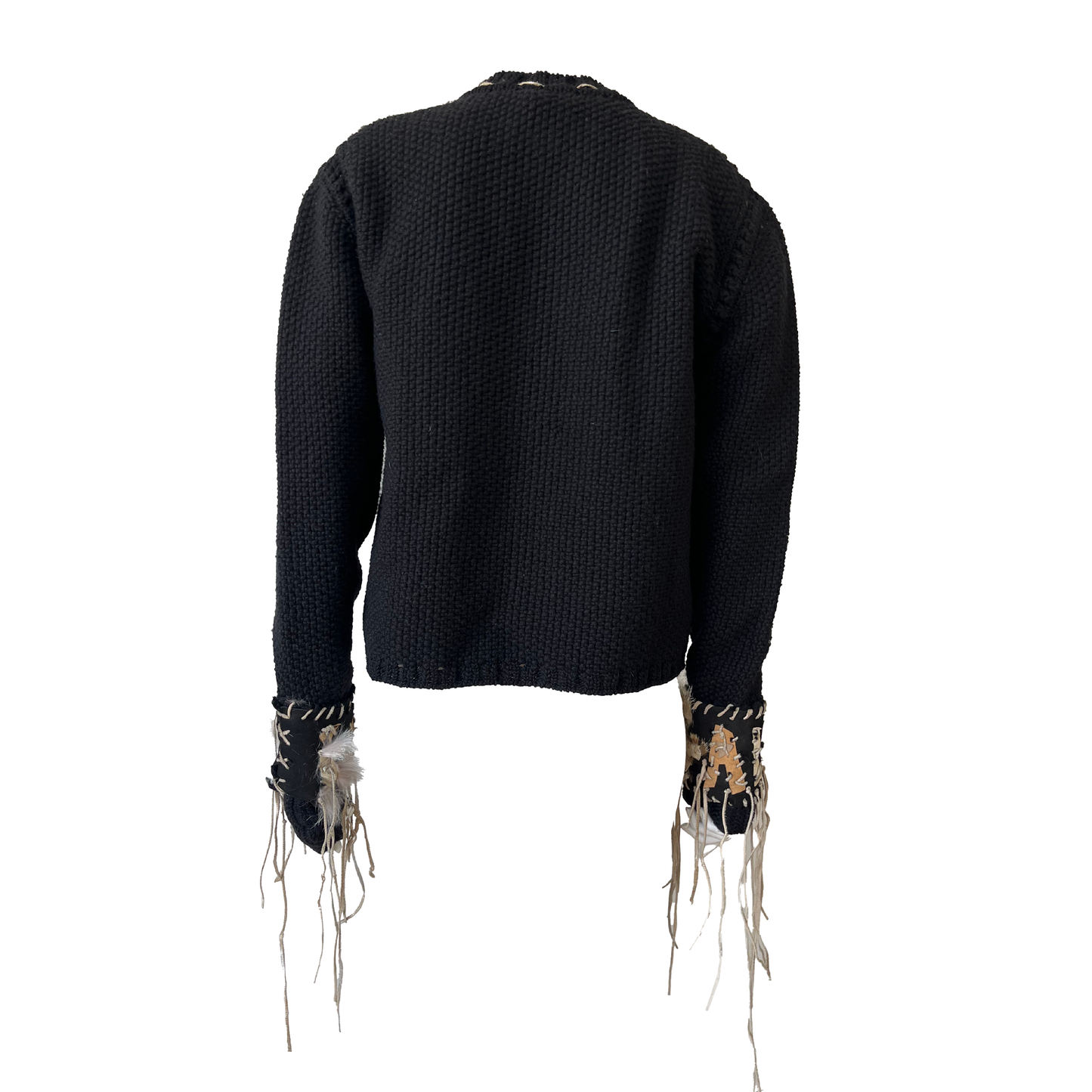 John Galliano AW 2002 Wool Knit with Suede & Leather Appliqué
