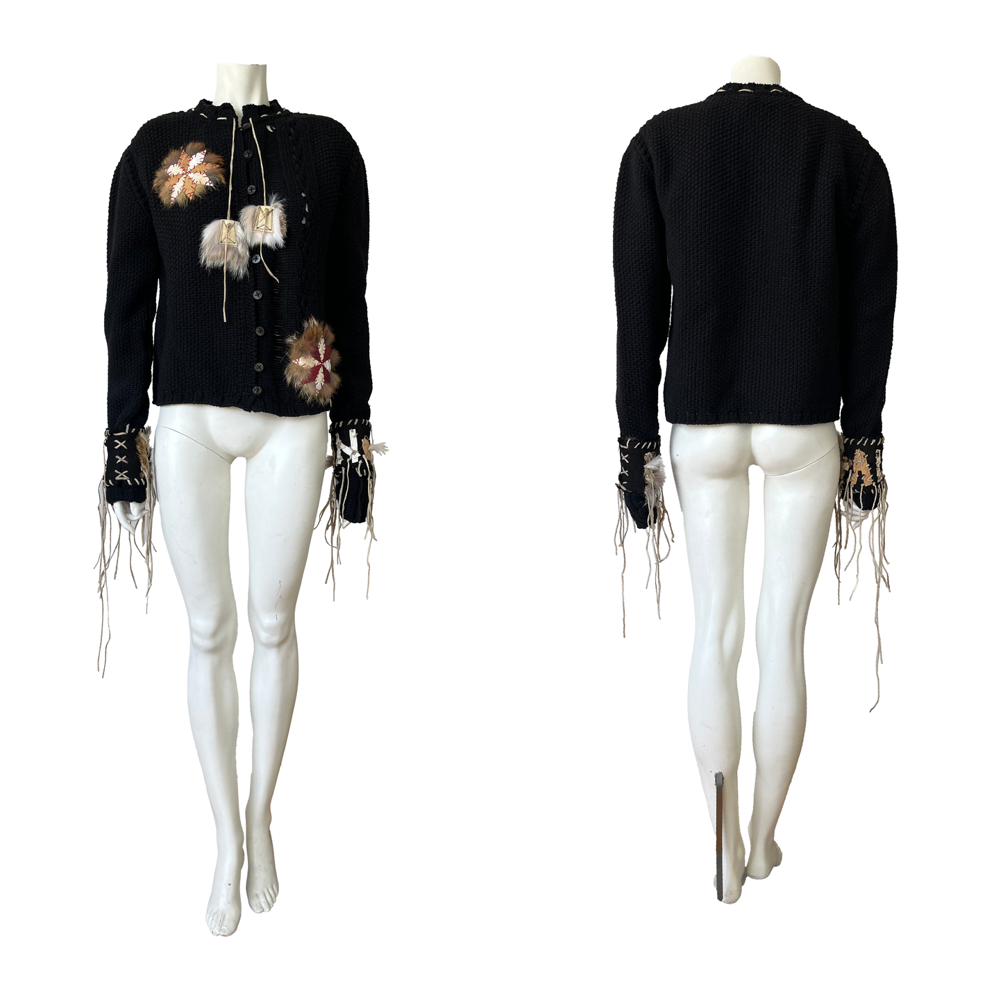 John Galliano AW 2002 Wool Knit with Suede & Leather Appliqué