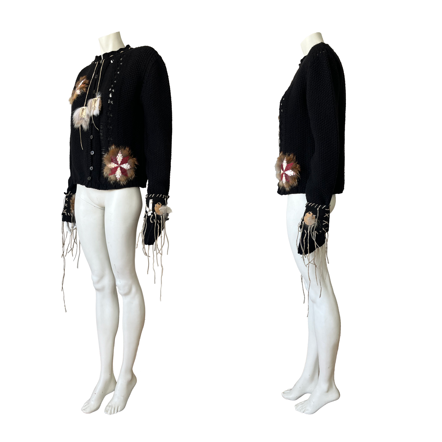 John Galliano AW 2002 Wool Knit with Suede & Leather Appliqué