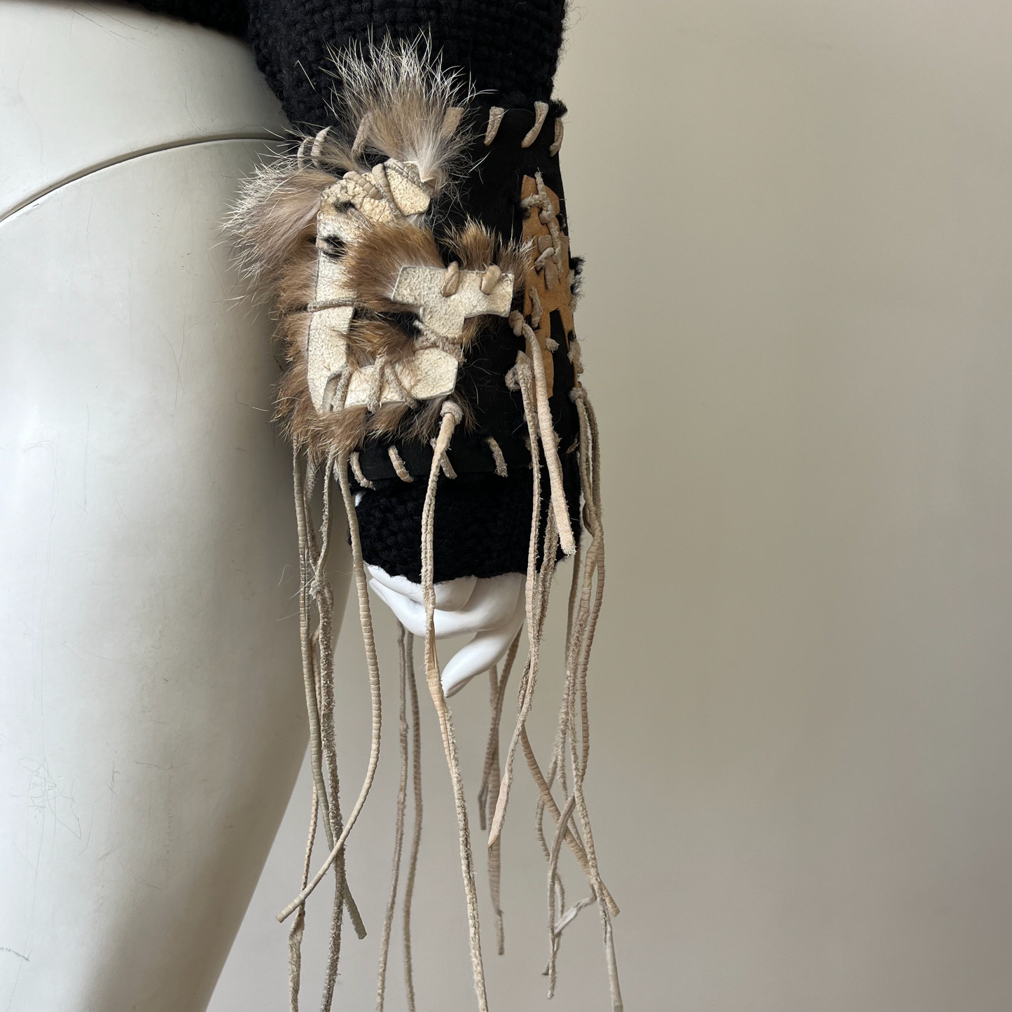 John Galliano AW 2002 Wool Knit with Suede & Leather Appliqué