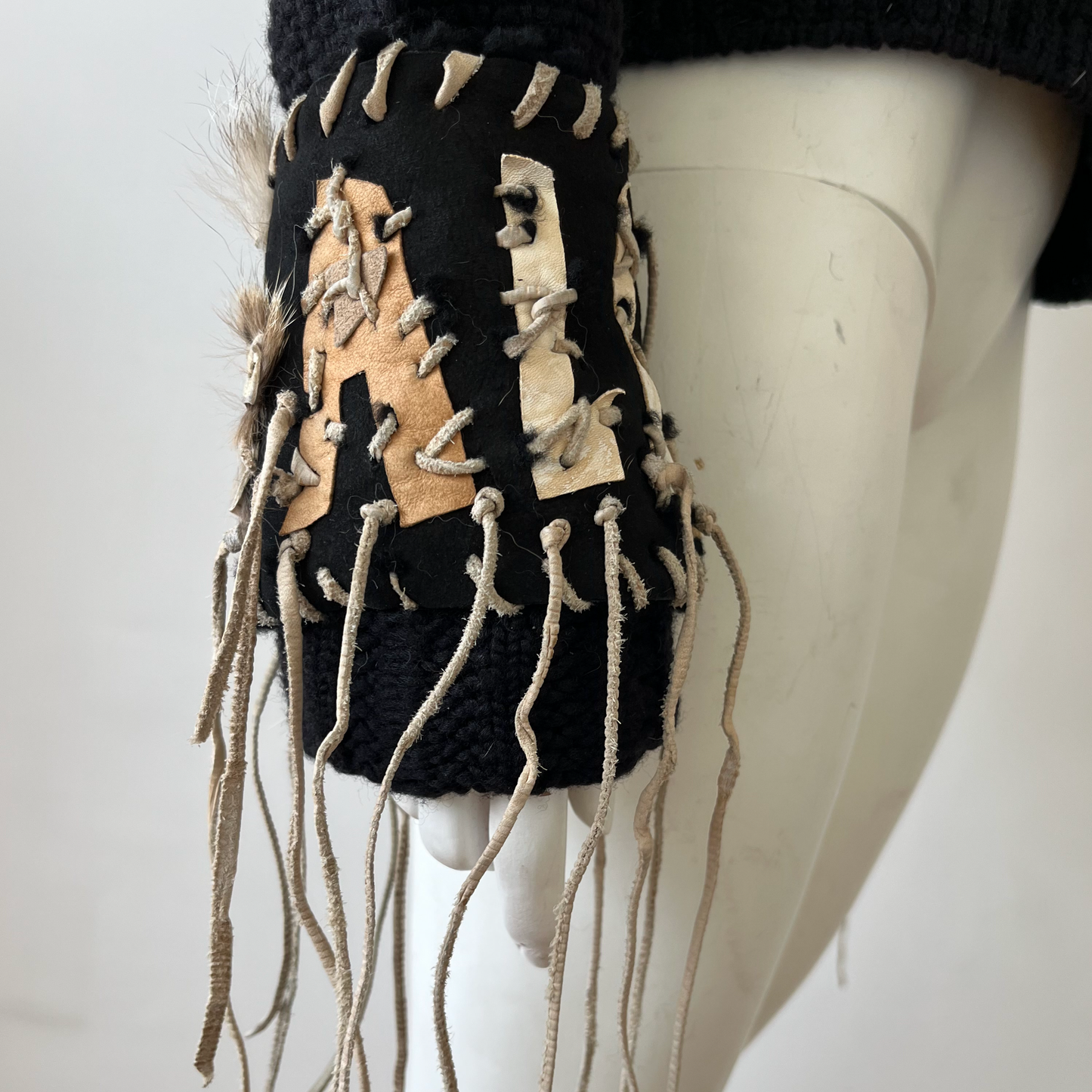 John Galliano AW 2002 Wool Knit with Suede & Leather Appliqué