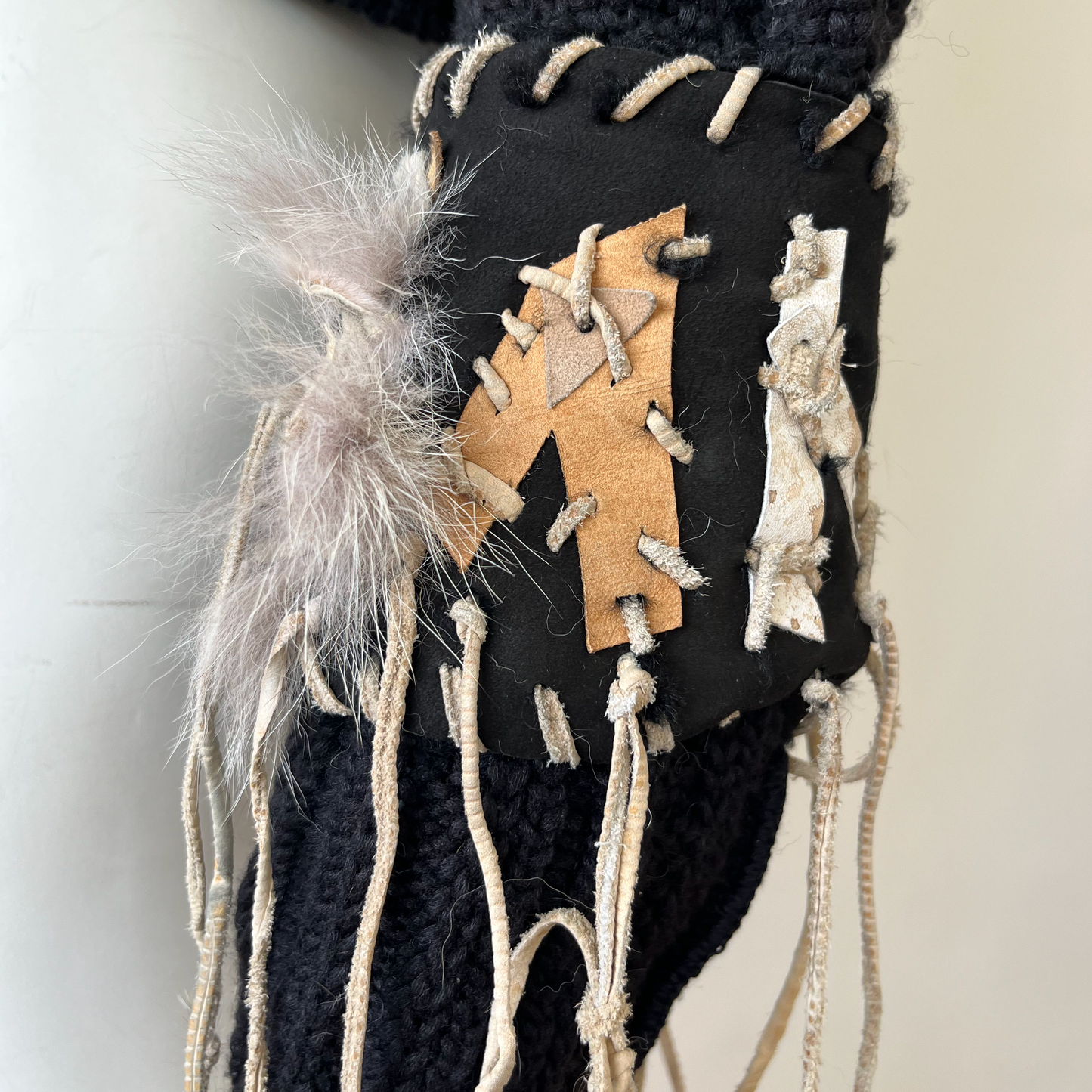 John Galliano AW 2002 Wool Knit with Suede & Leather Appliqué