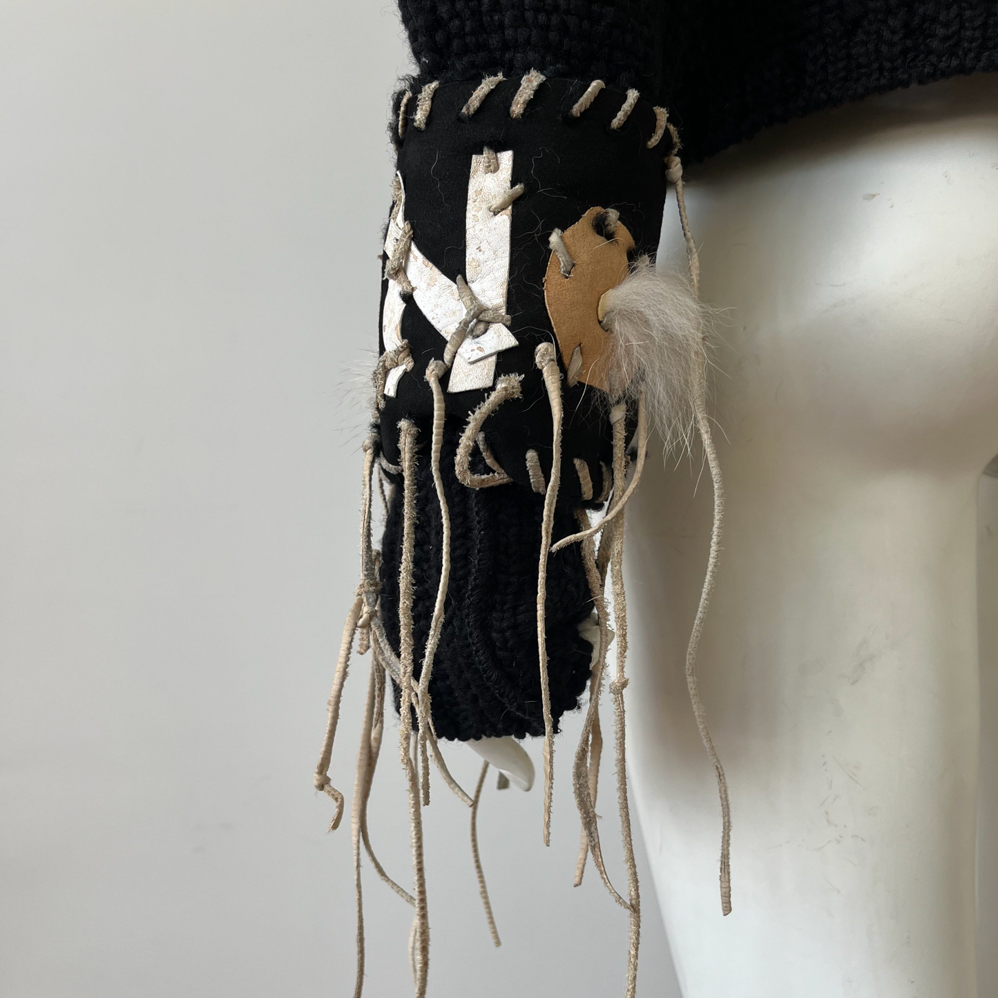 John Galliano AW 2002 Wool Knit with Suede & Leather Appliqué
