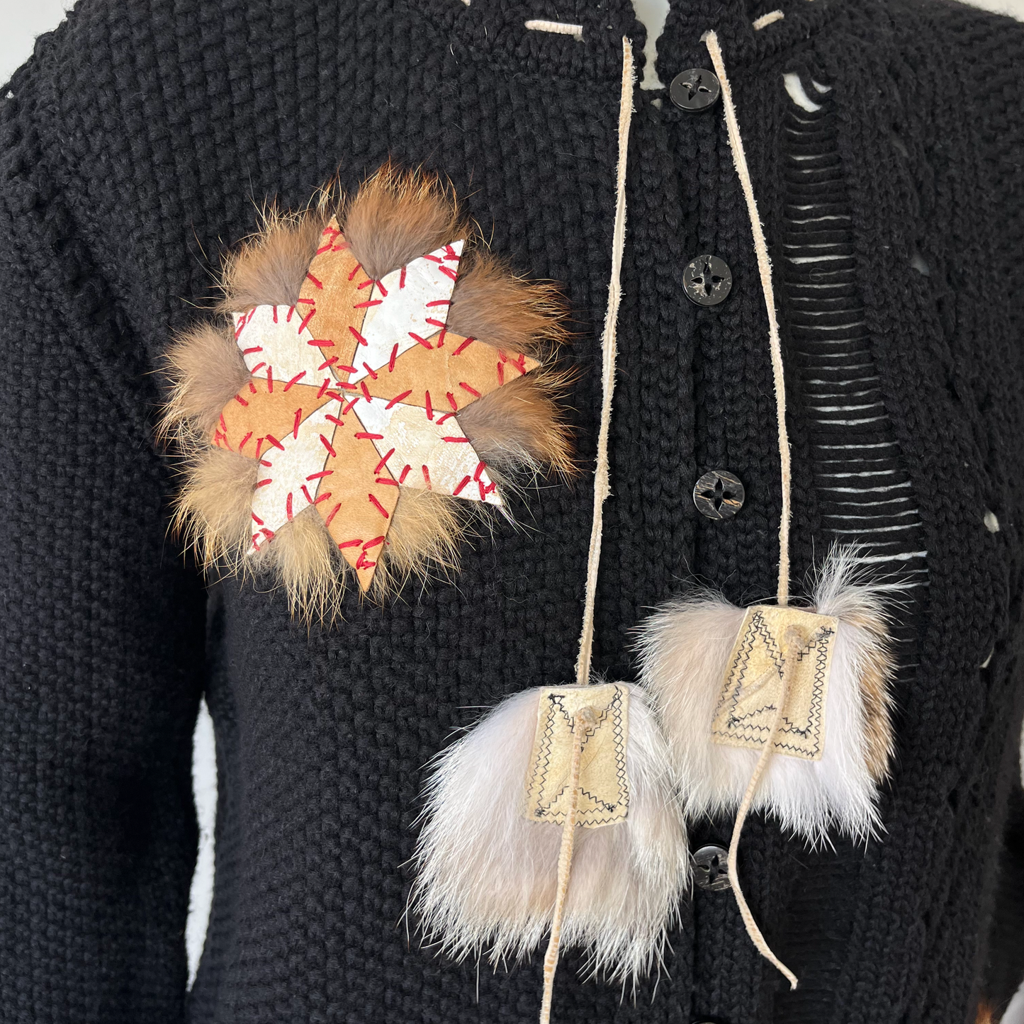 John Galliano AW 2002 Wool Knit with Suede & Leather Appliqué