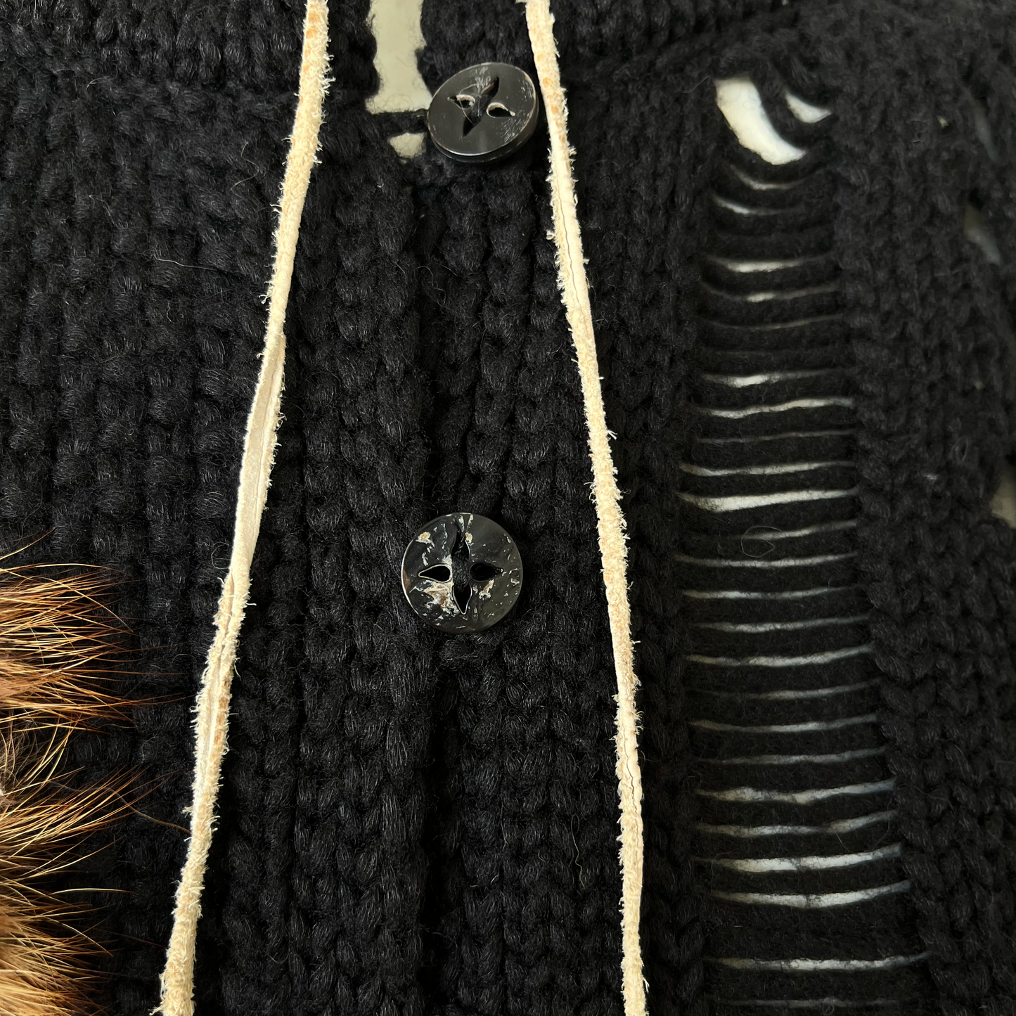 John Galliano AW 2002 Wool Knit with Suede & Leather Appliqué