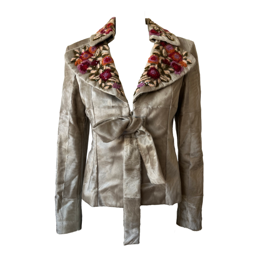 Valentino Embroidered Goat & Fox Fur Jacket