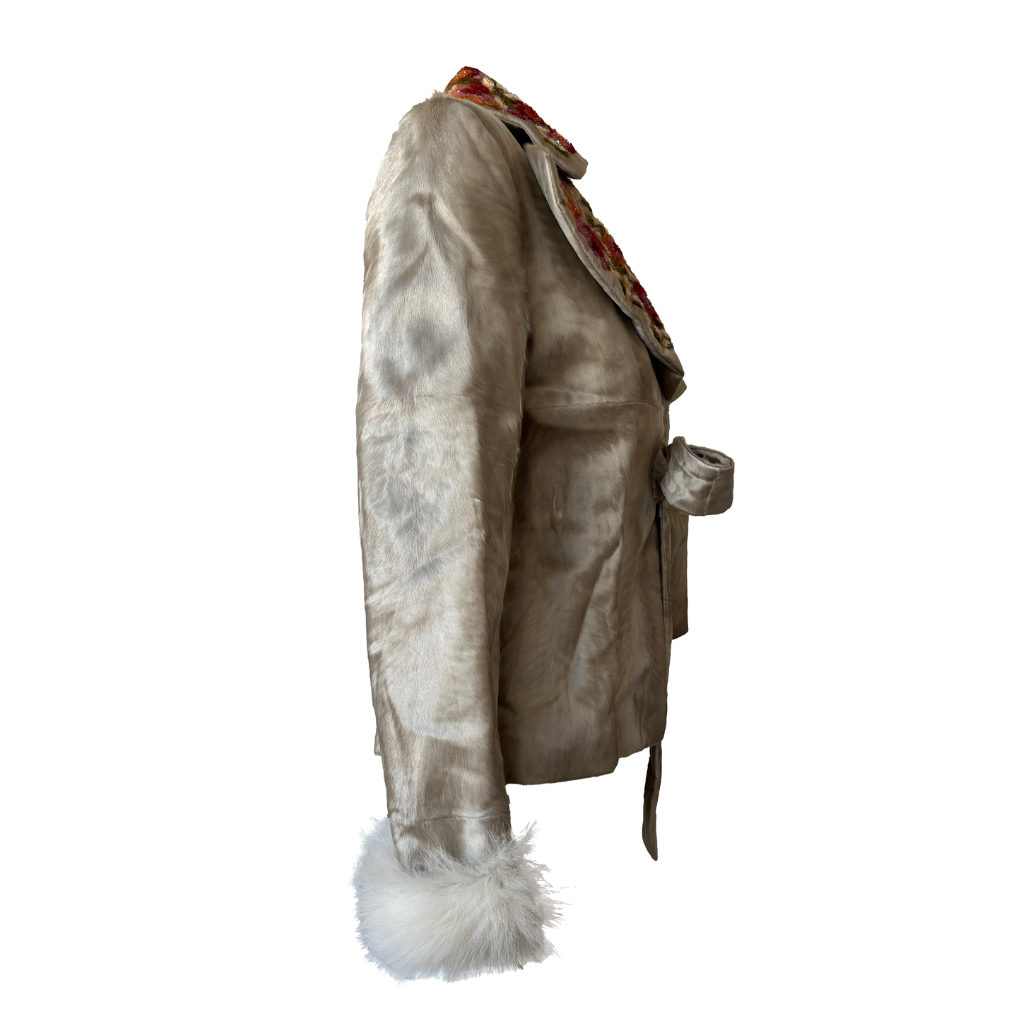 Valentino Embroidered Goat & Fox Fur Jacket