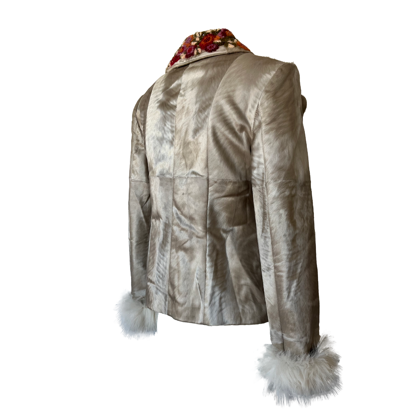Valentino Embroidered Goat & Fox Fur Jacket