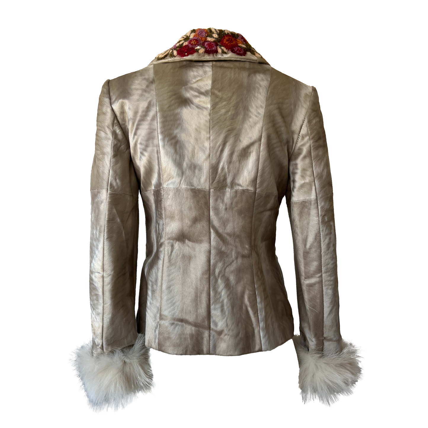 Valentino Embroidered Goat & Fox Fur Jacket