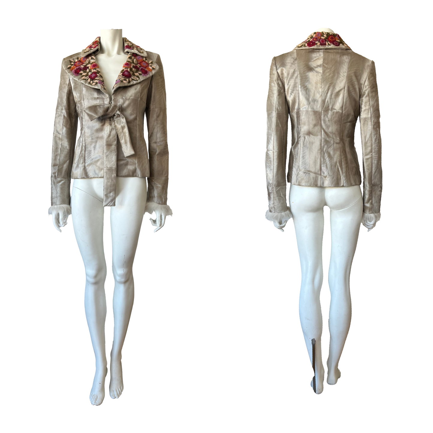Valentino Embroidered Goat & Fox Fur Jacket