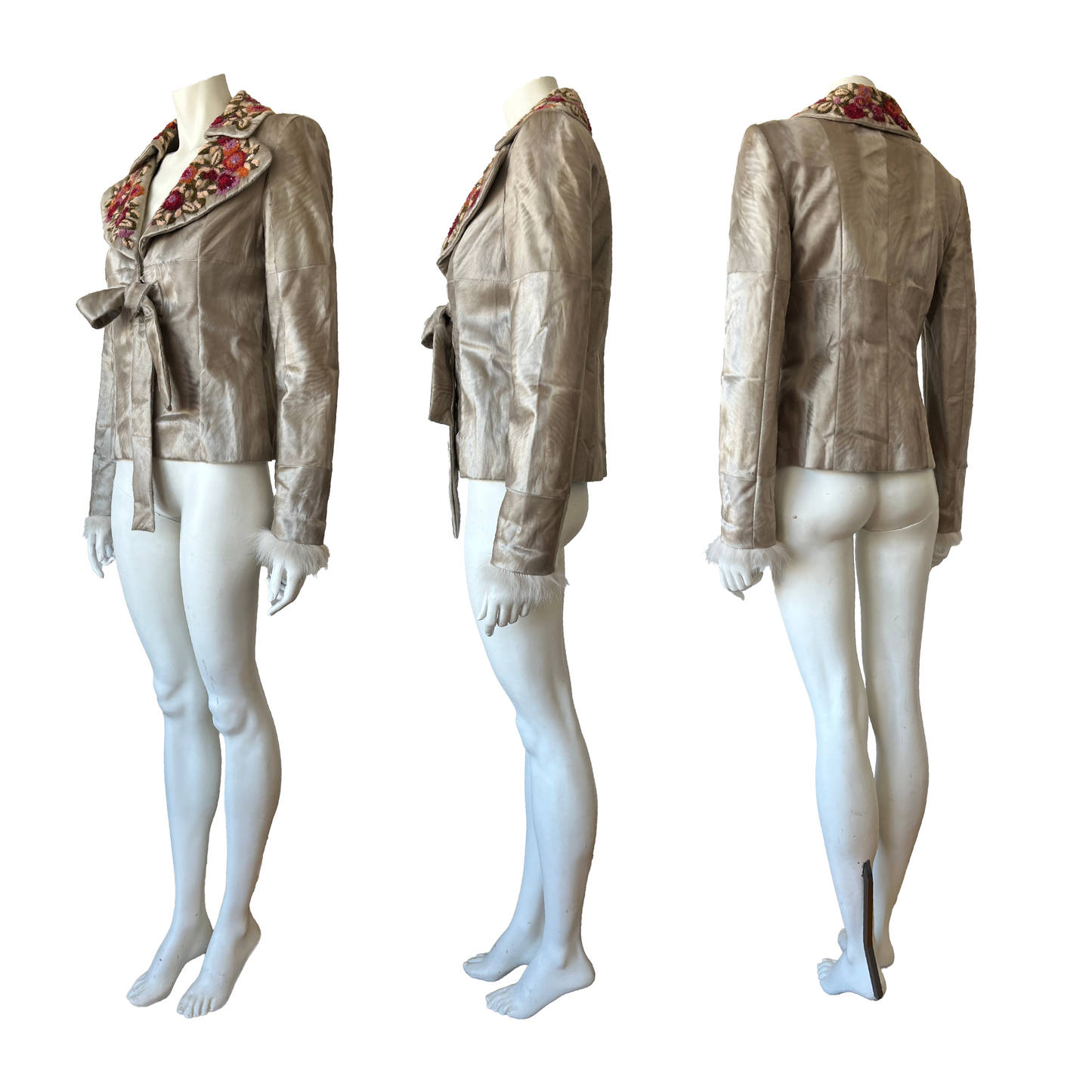 Valentino Embroidered Goat & Fox Fur Jacket