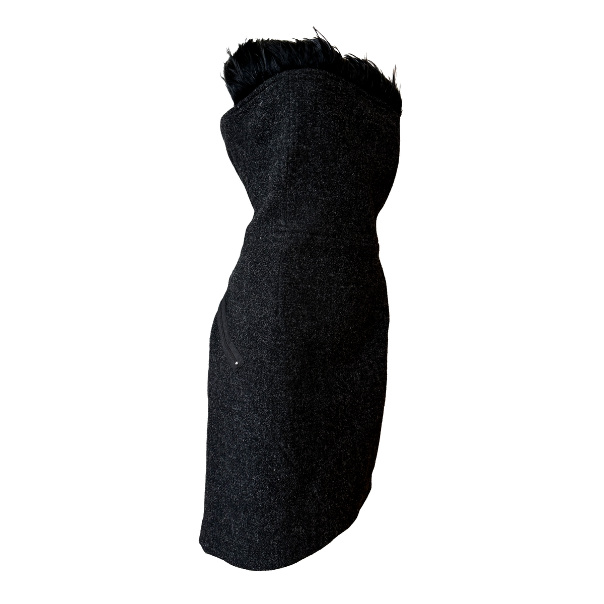 Jean Colonna AW 1998 Feather Trim Strapless Dress
