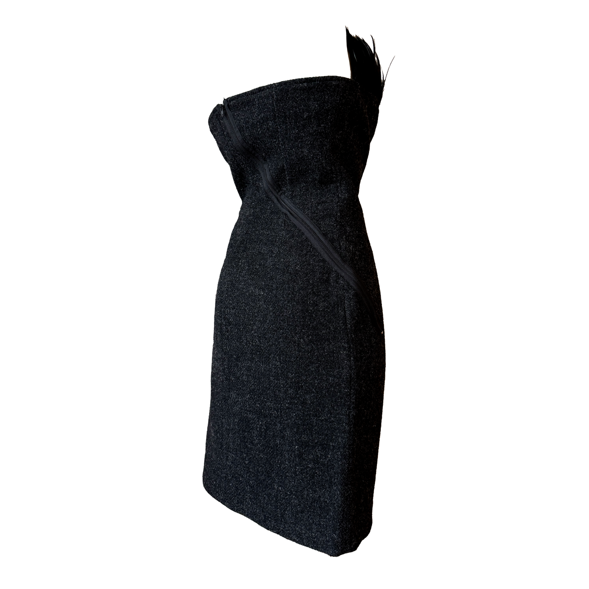 Jean Colonna AW 1998 Feather Trim Strapless Dress