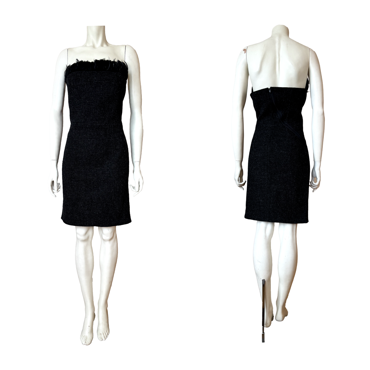 Jean Colonna AW 1998 Feather Trim Strapless Dress