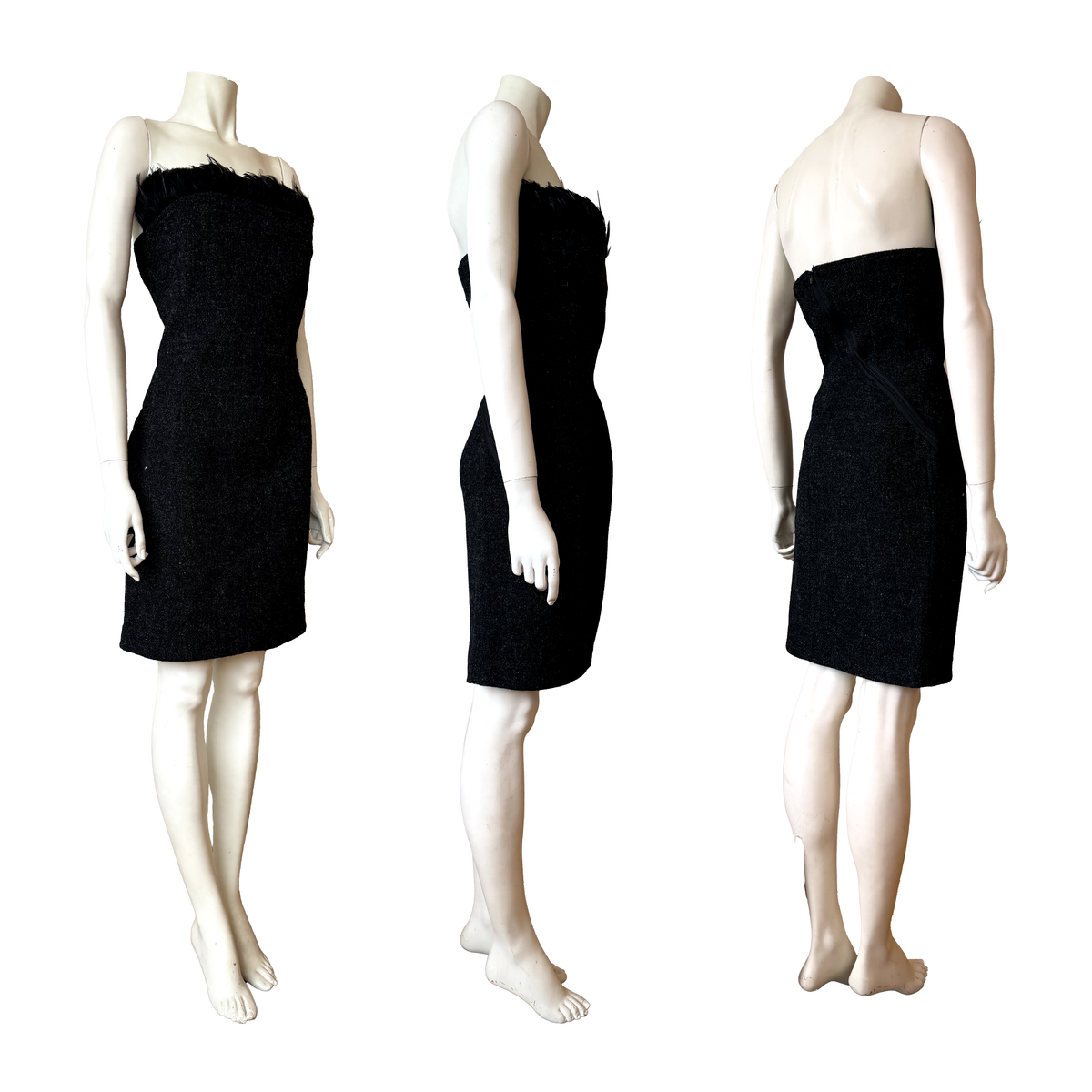 Jean Colonna AW 1998 Feather Trim Strapless Dress