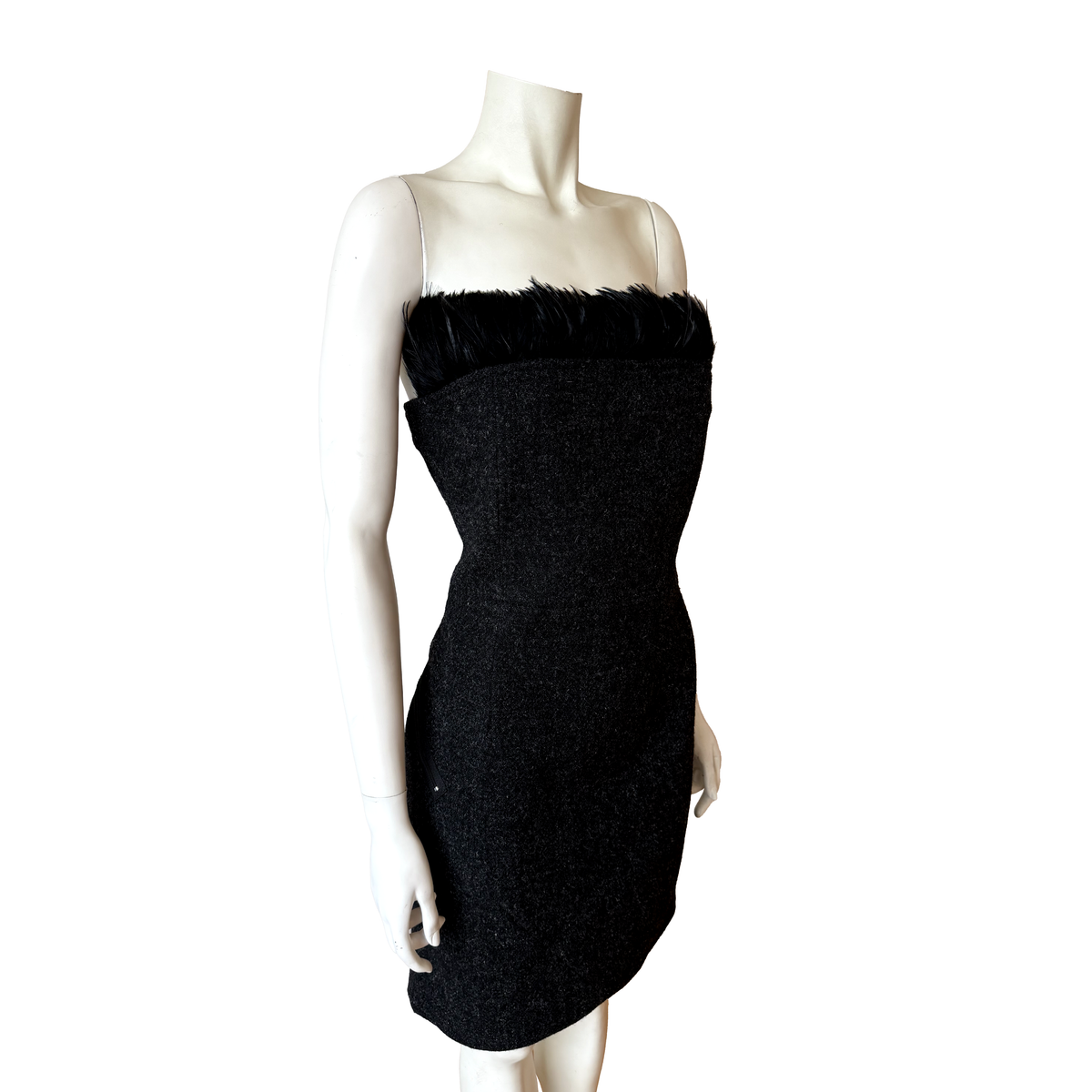 Jean Colonna AW 1998 Feather Trim Strapless Dress